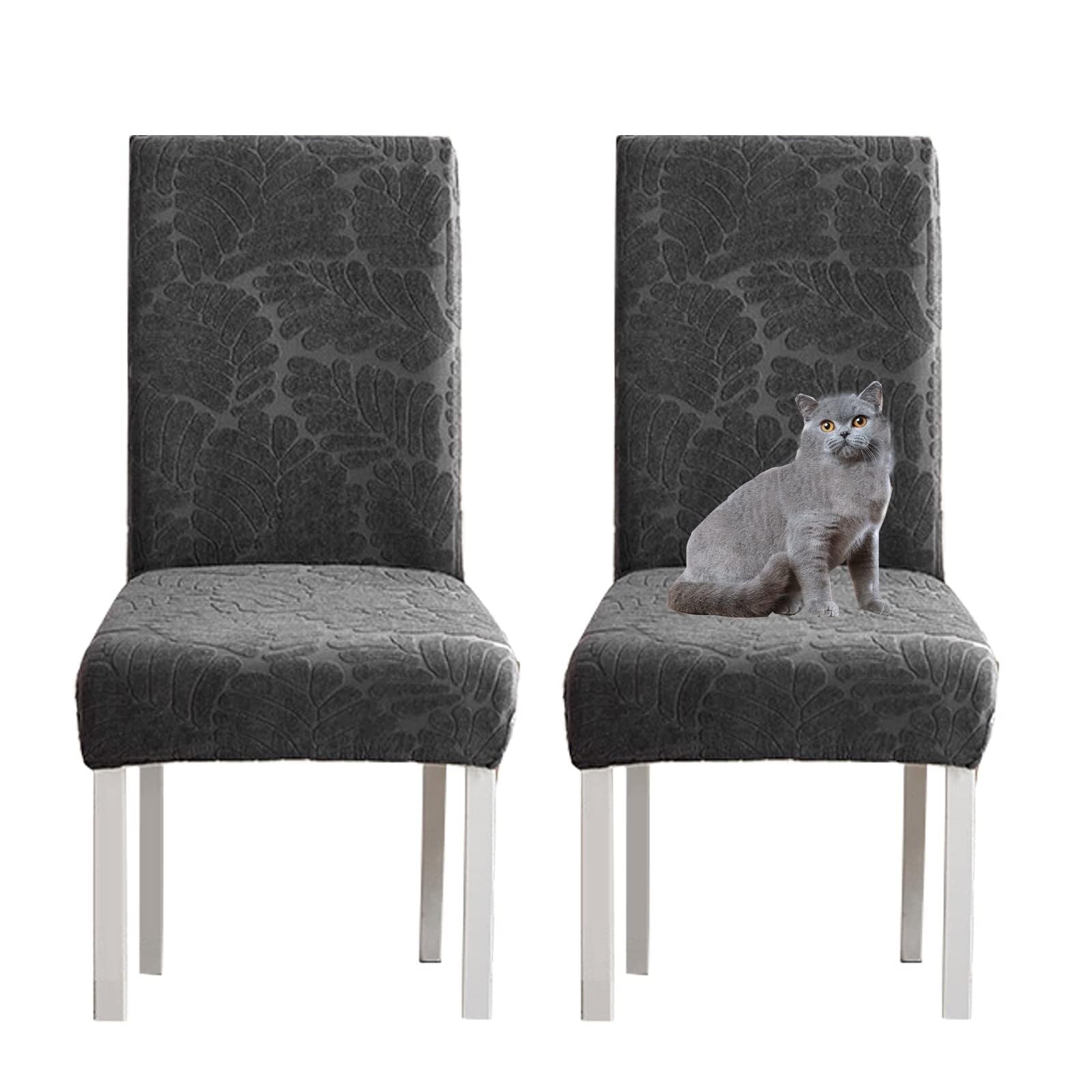 NMVAWIPT Jacquard High Back Stretch Knitted Fleece Chair Covers For Dining Room Home Wedding Banquet Hotel(#4,2pcs)
