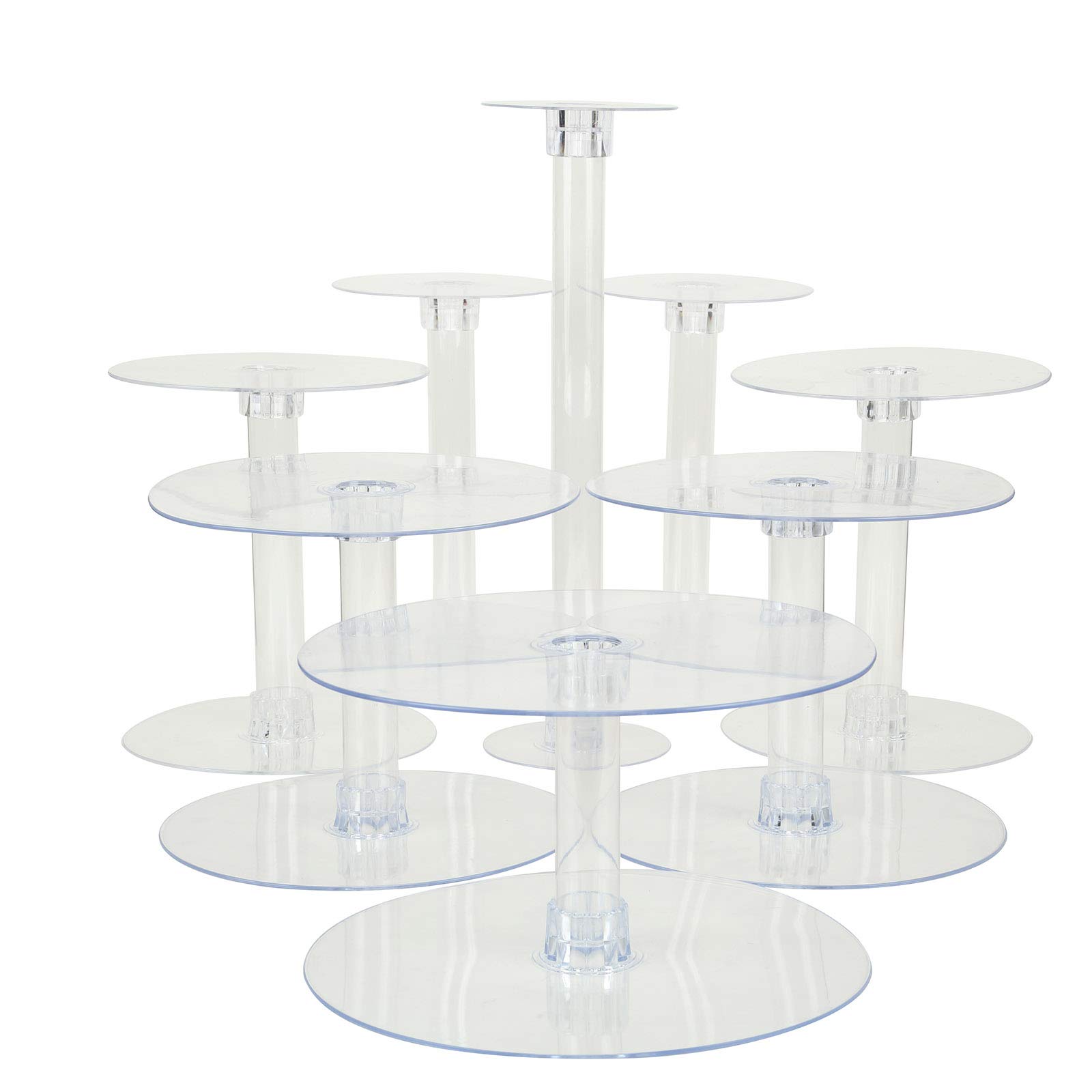 8 Tiers Clear Round Crystal Acrylic Cupcake Stand - Tiered Dessert Food Display Serving Tower Birthday Party Wedding
