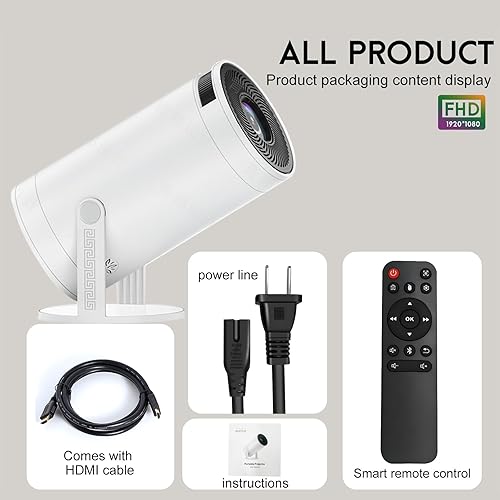 Miniatura 7 de Proyector con WiFi y Bluetooth, CWOWDEFU 1080P Full HD Smart Projector, proyector de películas para TV Sticklanzamiento de teléfonoHDMIUSBcine en