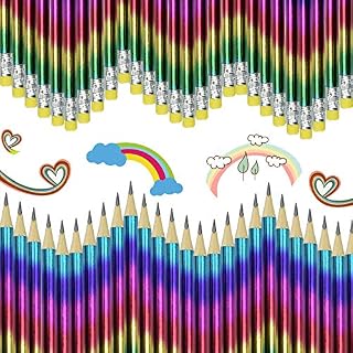 XAVSWRDE 48 PCS Rainbow Pencils,HB Graphite Pencils Bright Colour Wooden Pencils Pre Sharpened Pencils Painting Pencil Professional Pencil Set with Eraser Top for Home Office School Classroom Supplies
