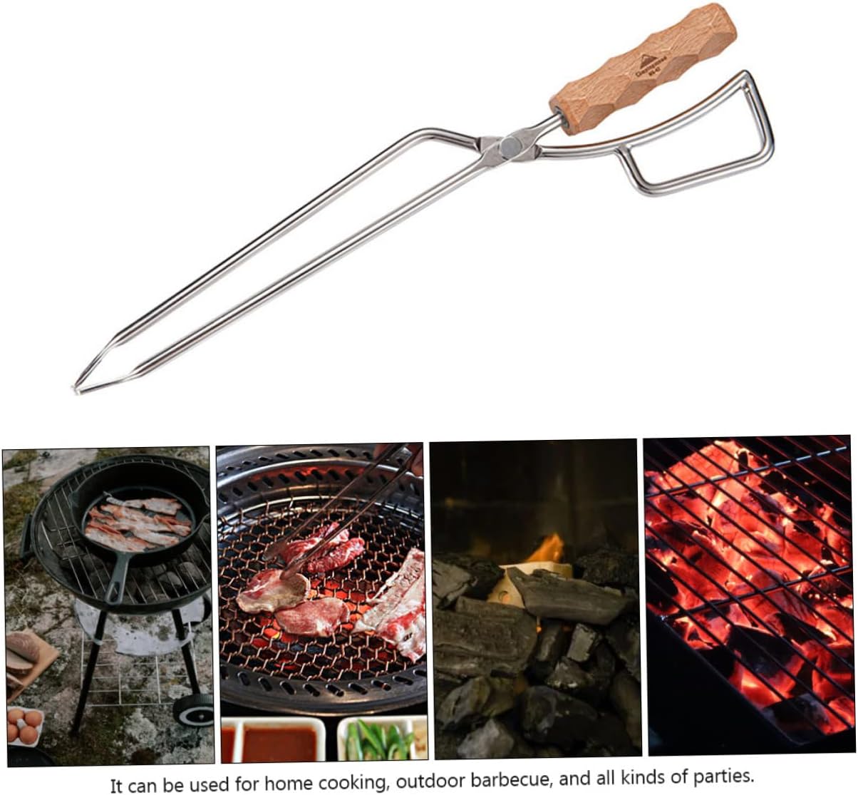 Firewood Carrier Handles Clamp Barbecue Clip Tongs for Grill Stainless Steel