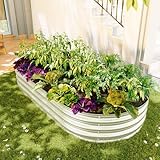 Homgoday Hochbeet aus Metal Verzinkte Pflanzer erhöhte Gartenbett-Kit, Gartenbetten für im Freien für Gemüse, Blumen und Kräuter, Heavy Duty, rostbeständig, einfache Montage, 1pcs 6x3x1ft Blumentopf W