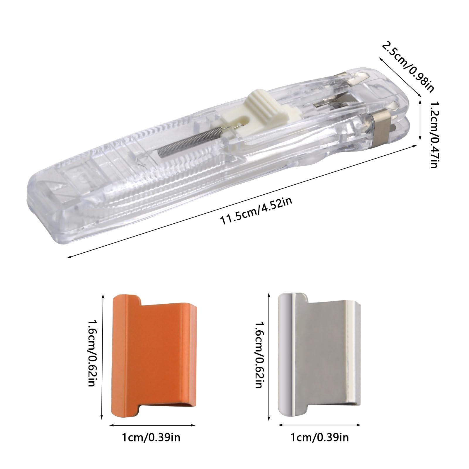 3 Dispenser Per Graffette Con 250 Clip Metalliche - Portatile, Riutilizzabile Per Ufficio, Casa, Scuola - Foto 2