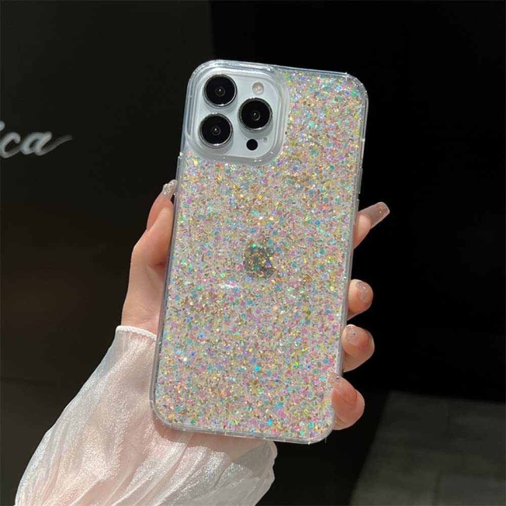 Coque iPhone 12 Pro Max paillettes jaune antichoc transparente