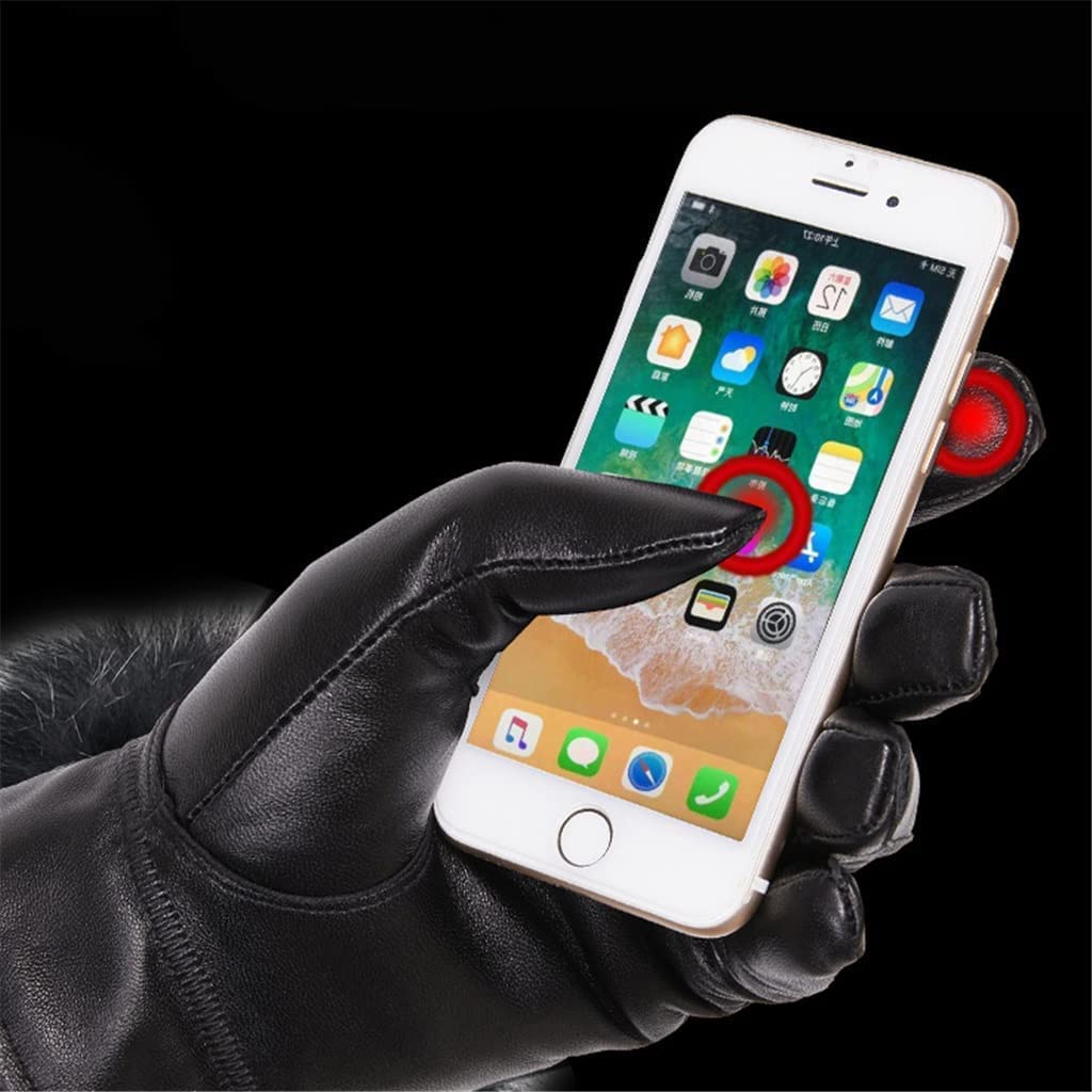 Rękawiczki kempingowe Echte schapenvacht lederen handschoenen, winter warme mode dameshandschoenen voor autorijden, touchscreen vingerhandschoenen, zwart