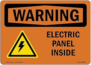 OSHA Warning Sign - Electric Panel Inside with Symbol | Decal | Protect Your Business, Construction Site, Warehouse & Shop Area | Â Made in The USA