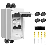 Vista 40 de Interruptor de desconexión de panel solar 63Amp DC AC Interruptor de circuito en miniatura 500V 2 polos con conector PV y caja IP65 a prueba de UV