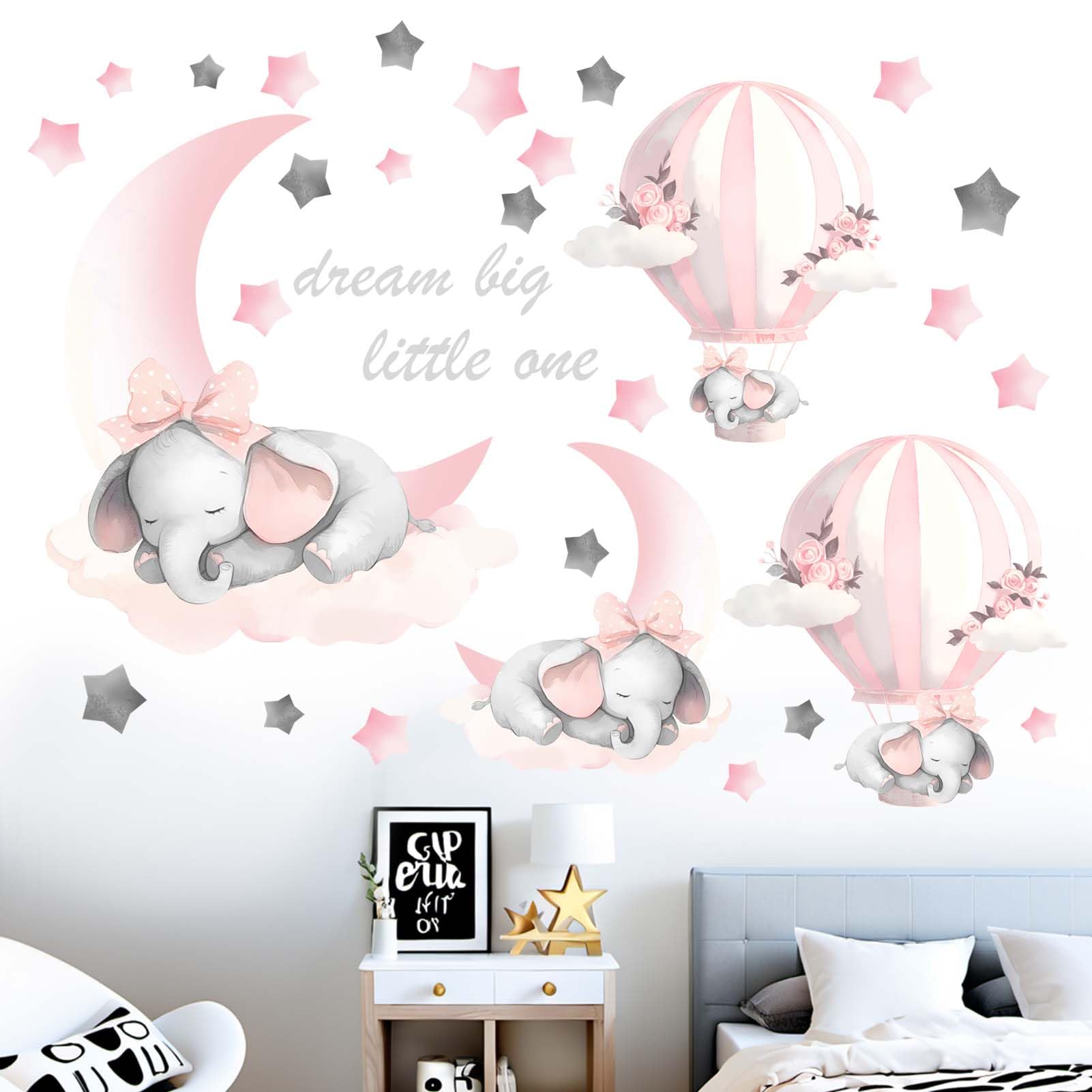 Elephant Balloon Wall Stickers for Nursery: Baby Kids Girls Boys Bedroom Wall Decals - Image 2
