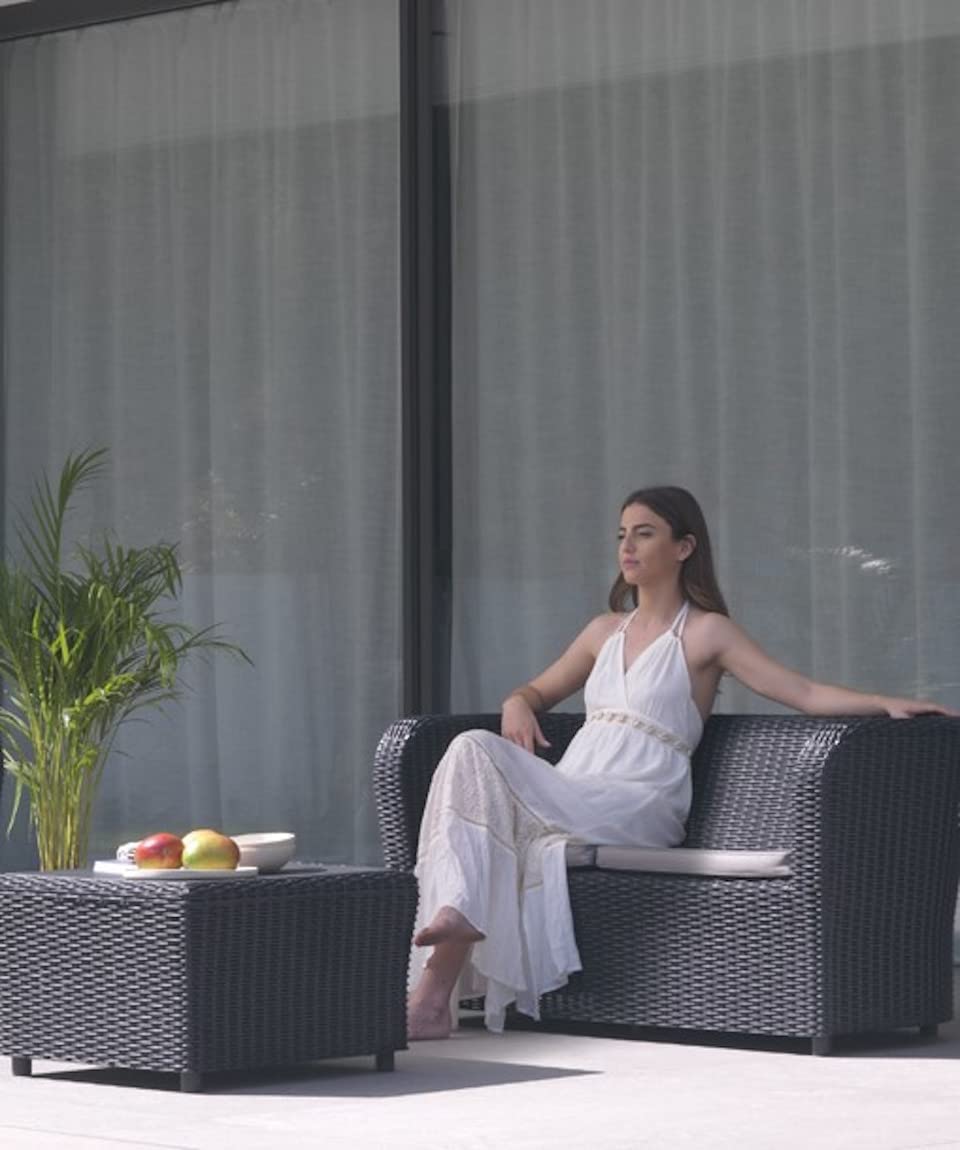 Shaf - Nova | Muebles Jardin Exterior - Sofa 2 Plazas para Terraza o Balcon | Fabricado en España con Materiales Reciclados - Color Grafito