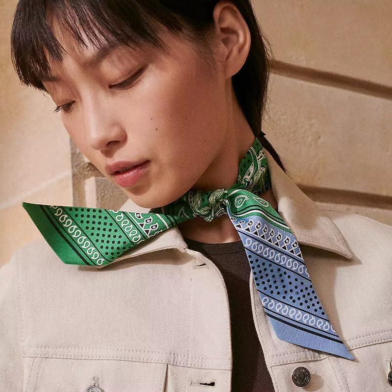 100% Mulberry Silk Scarf for Handbags,Bags, and Purses,1Pcs 2"x35" Hair Ribbon Skinny Neck Scarves for Women - Image 5