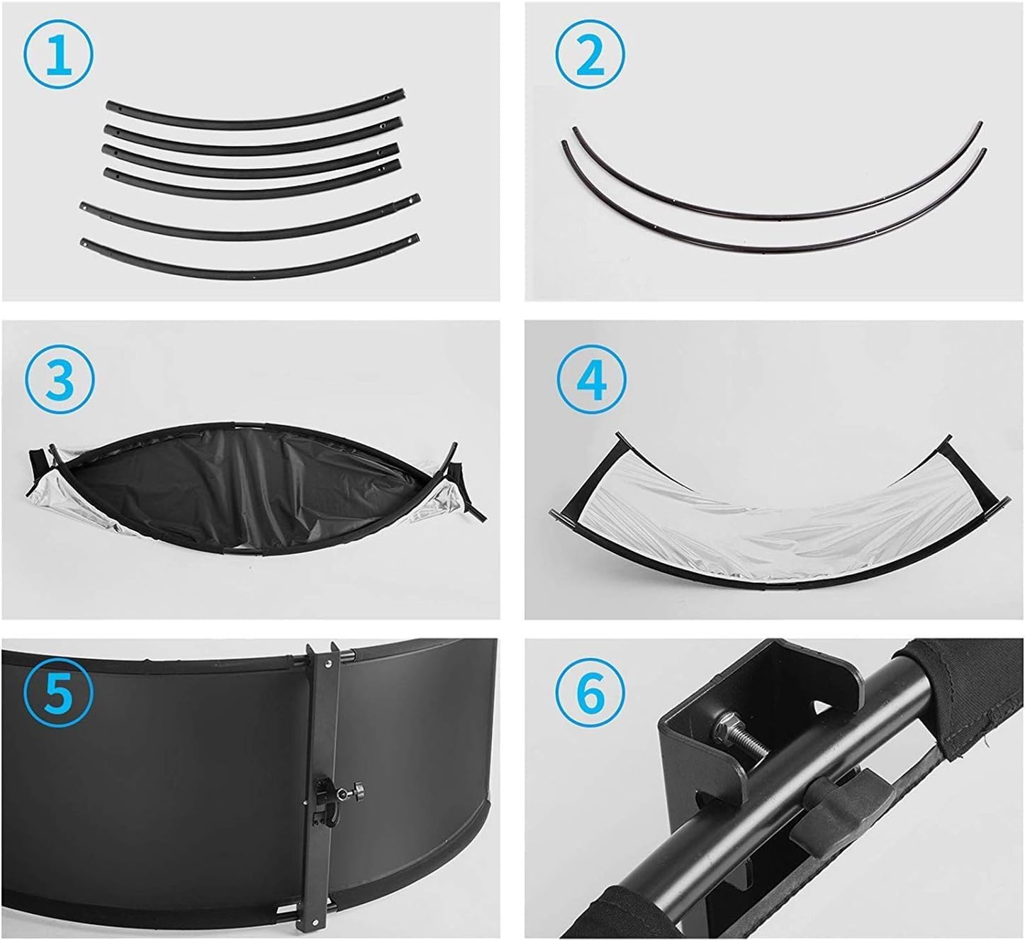 Selens 23x70 Inches Clamshell Light Reflector Diffuser with 70"/180cm Light Stand and Carry Bag, 4 in 1Curved Reflector for Photography Portrait Studio Shooting