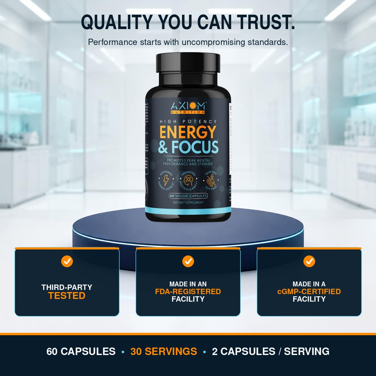 Energy and Focus - Extra Strength 200mg Caffeine and Lions Mane Mushroom Supplement, 60 Capsules - with Alpha GPC, L-Theanine, L-Tyrosine to Support Brain Function and Concentration — Amazon image 7