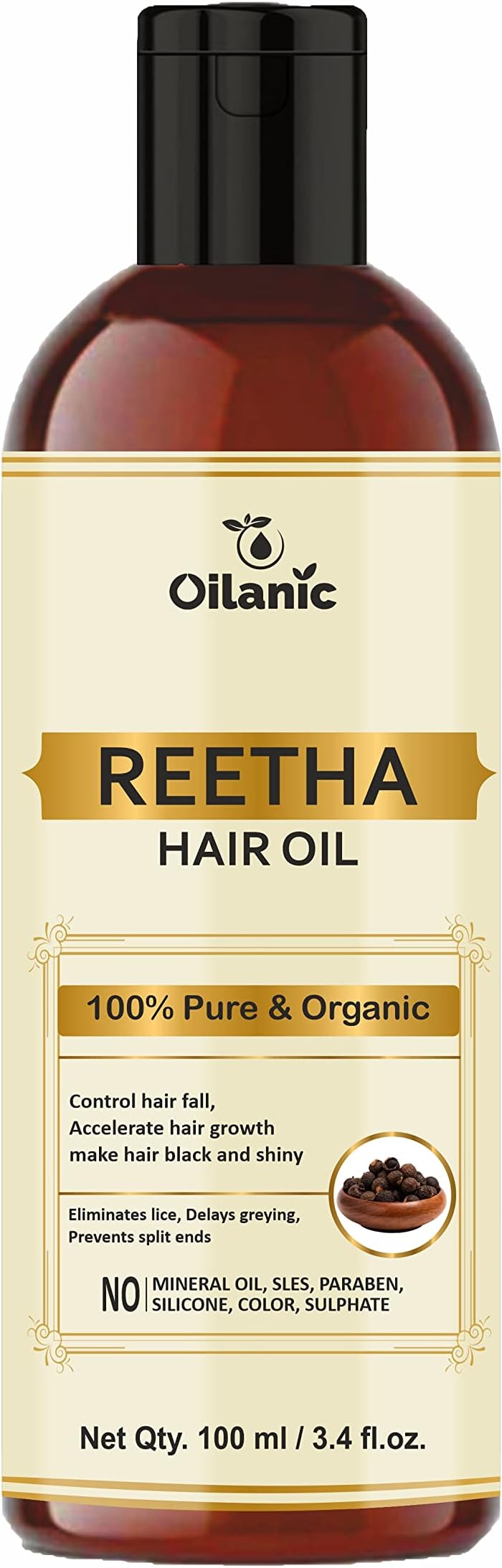 Reetha Herbal Hair Oil for Hair Growth (Pack of 1, 100 ml)|Hair Oil for Dry and Frizzy hair Scalp Massage oil for Women and Men Natural OIL for Smooth Texture and Healthy Look
