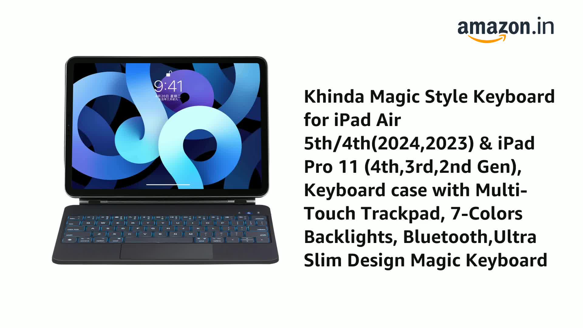 Khinda Magic Keyboard for iPad 11 (A16-2025)(2024,2023) & iPad Pro