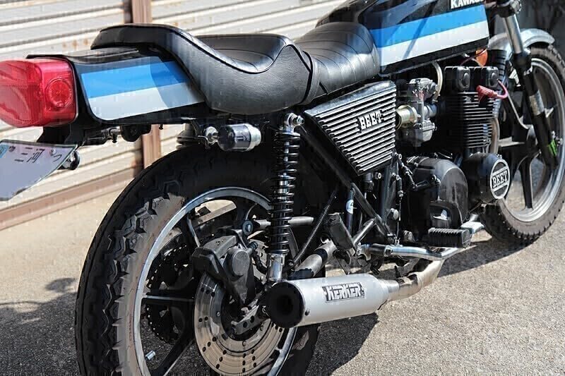 235 345mm 細巻き サスペンション 銀×黒 汎用 Z1 Z2 バリオス2 Z400FX