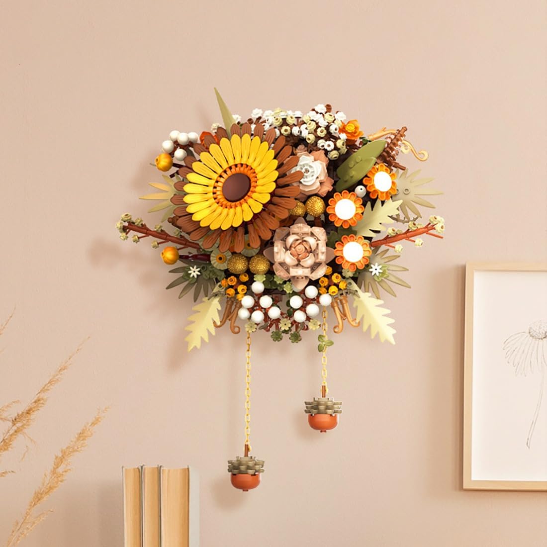 Sonnenblume Bausteine, 800+ Teile Sonnenblume Rosen Bausteinmodell, Klemmbausteine MOC Bausatz Bauspielzeug für Sonnenblumen Dekoration, Kompatibel mit Großen Marken