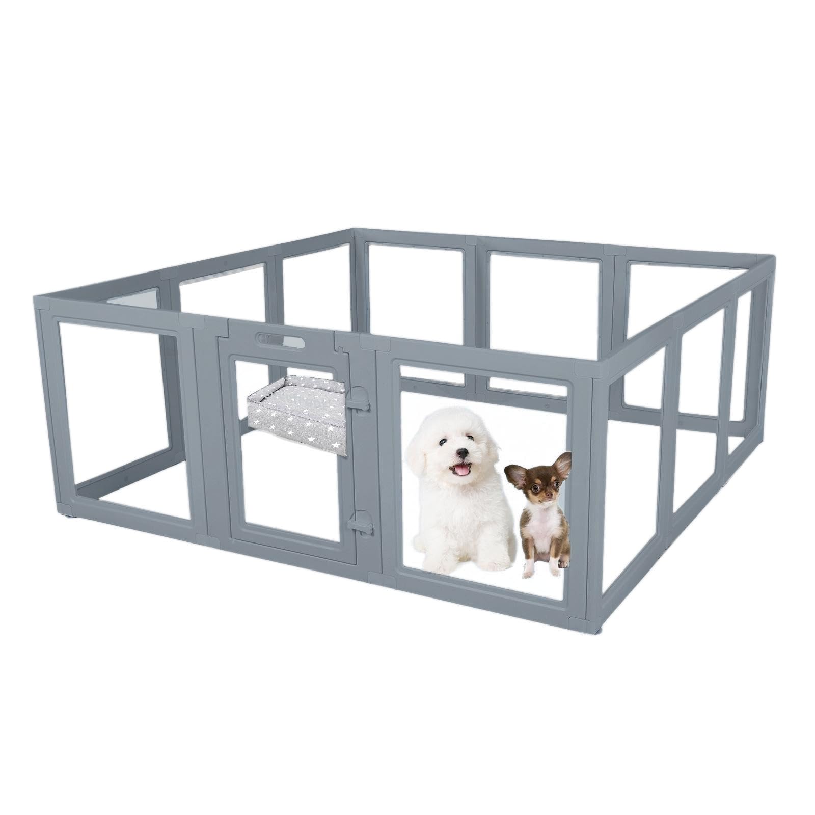 EVERFRONT Clear Acrylic Dog Playpen - Clear Dog Play Pen - Easy Assemble Acrylic Dog Playpen - Puppy Playpen, Cat Playpen, Small Animal Playpen, Dog Play Pen Indoors