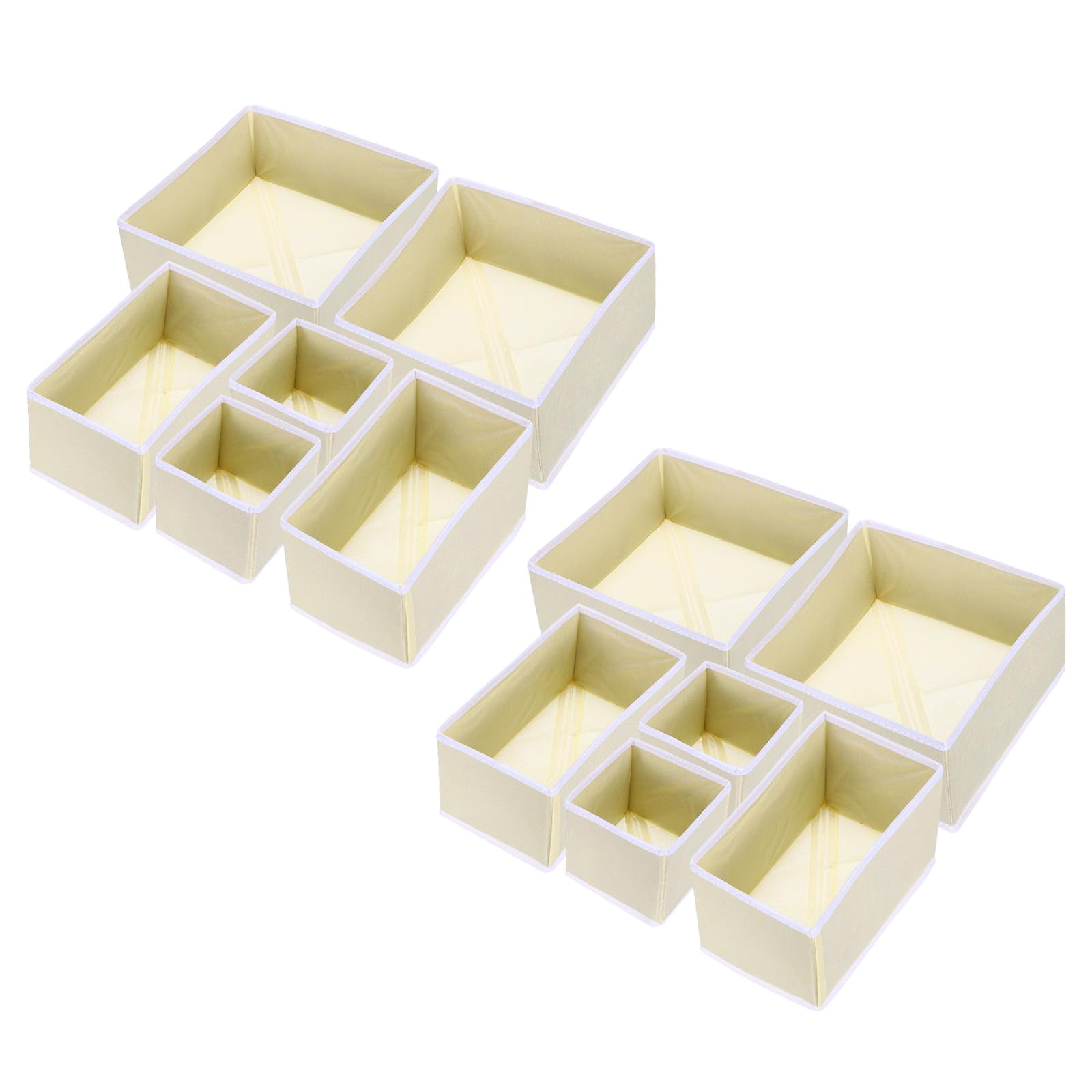 QUARKZMAN 1 Set Scatola di Stoccaggio in Tessuto Pieghevole, 12 Scomparti Organizzatori per Cassetti Biancheria Intima Calzini Sciarpe Cravatte, Beige