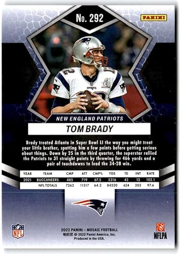 Miniatura 2 de 2022 Panini Mosaic #292 Tom Brady New England Patriots Super Bowl MVPs Official NFL Football Card in Raw (NM or Better) Condition