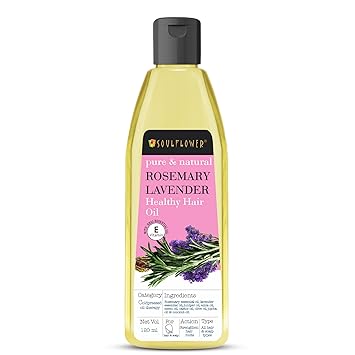 Soulflower Rosemary Lavender Hair Oil For Healthy Hair, Scalp Nourishment, Hair Growth - 100% Pure & Natural Undiluted Cold Pressed Oil, 120Ml