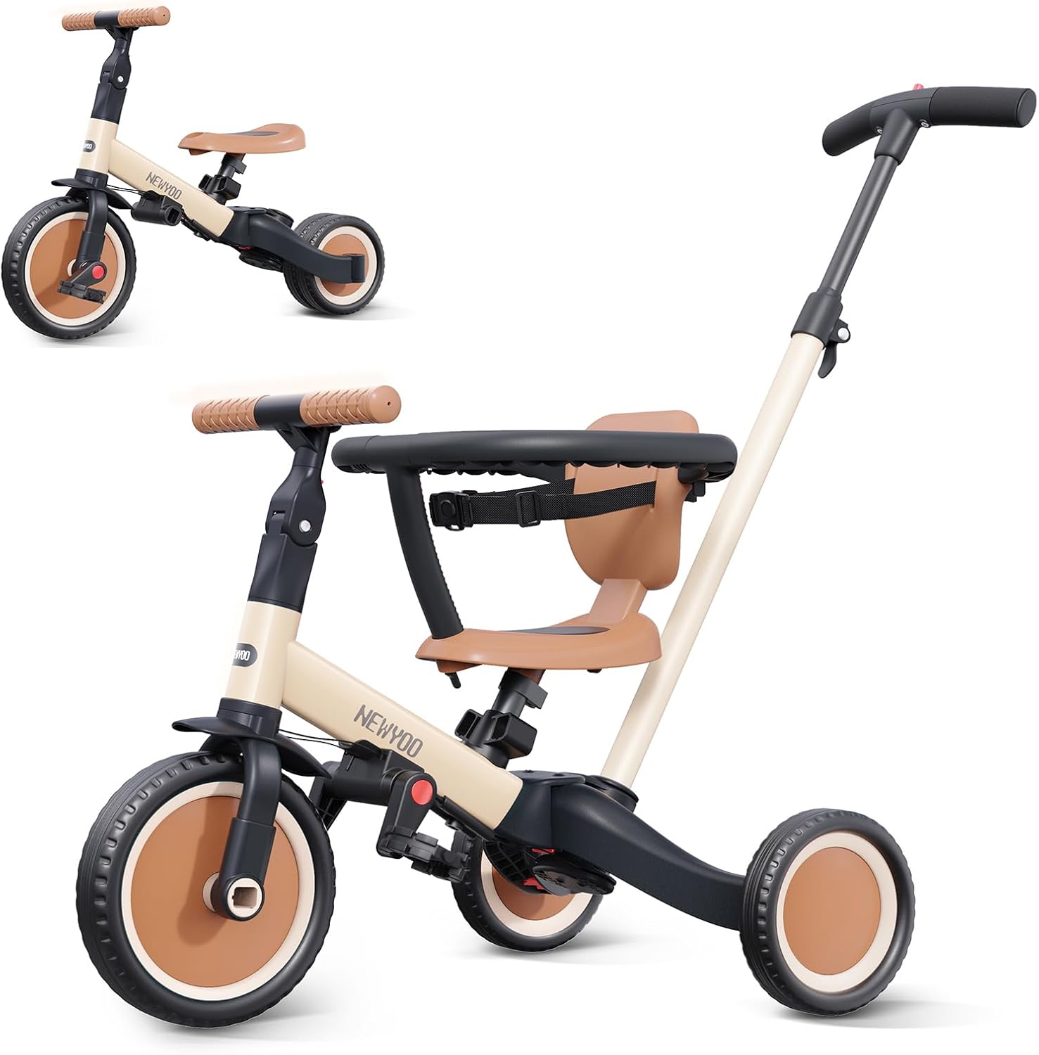 newyoo TR008 5 in 1 Toddler Tricycle with Push Handle for 1-3 Year Old Boys