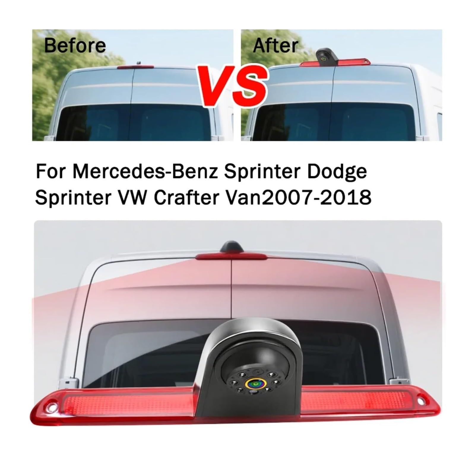 para Benz para Sprinter Cámara Visión Trasera para Coche Nocturna Infrarroja 170 Pulgadas CCD CVBS Luz Freno Estacionamiento Cámara de Respaldo