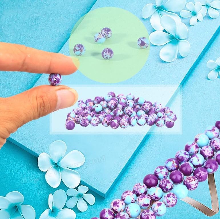 Purple-Blue Imperial Jasper Beads 62pcs 6mm Stone Beading Loose Gemstones Hole Size 1mm DIY Smooth Bead for Bracelet Necklace Earrings Jewelry Making 6mm purple-blue