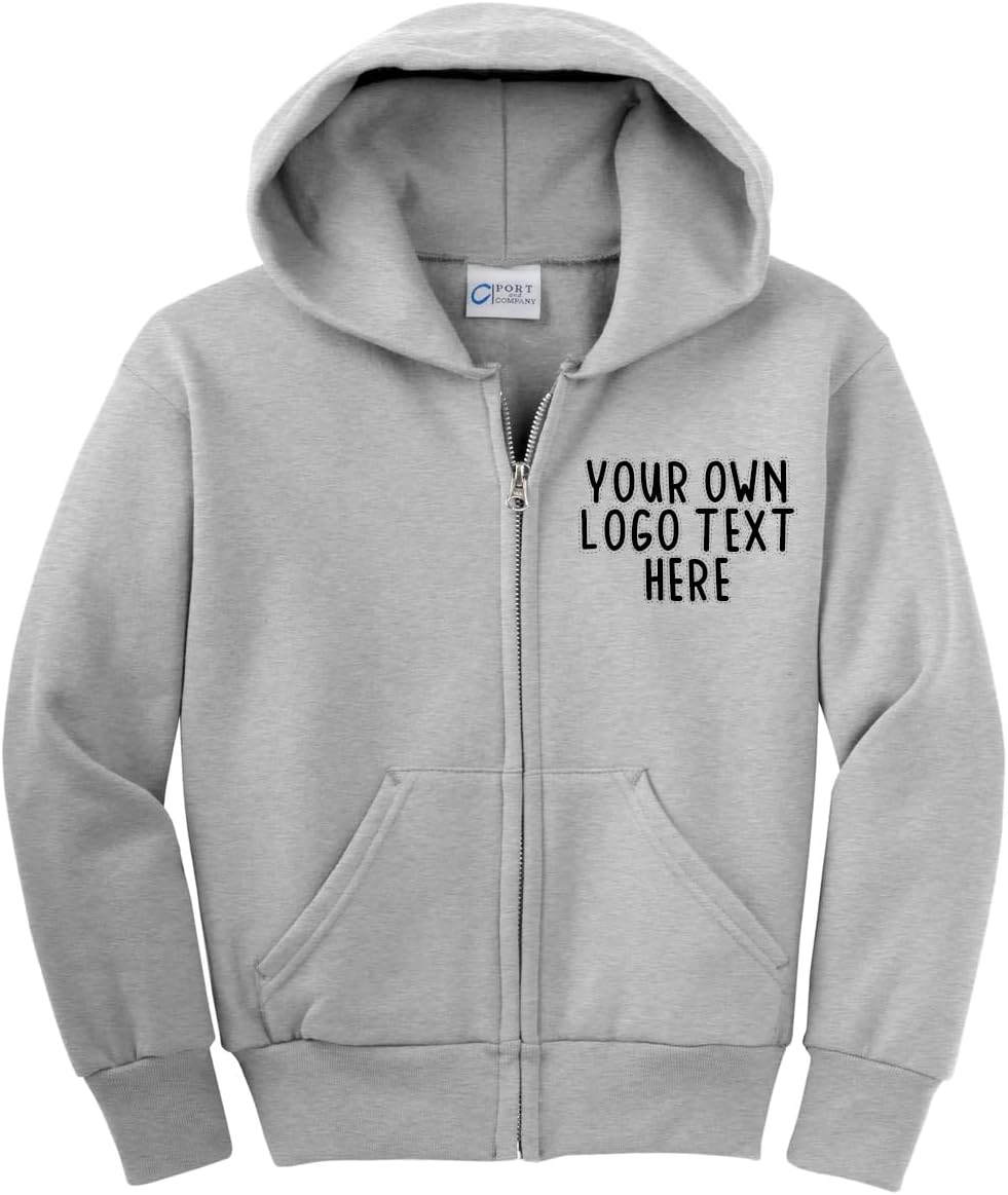INK STITCH Youth Kids Pc90yzh Custom Printing Front and Back Add Design Fleece Hoodie Zip Up