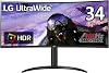LG UltraGear 34WP65C-B Gaming Monitor, 34-Inch 21:9, Curved Surface, Ultra Wide 3440 x 1440, VA, 160Hz, 1ms MBR, HDR, FreeSync Premium, 2 x HDMI, 1 x DisplayPort, Speaker, Height Adjustment,