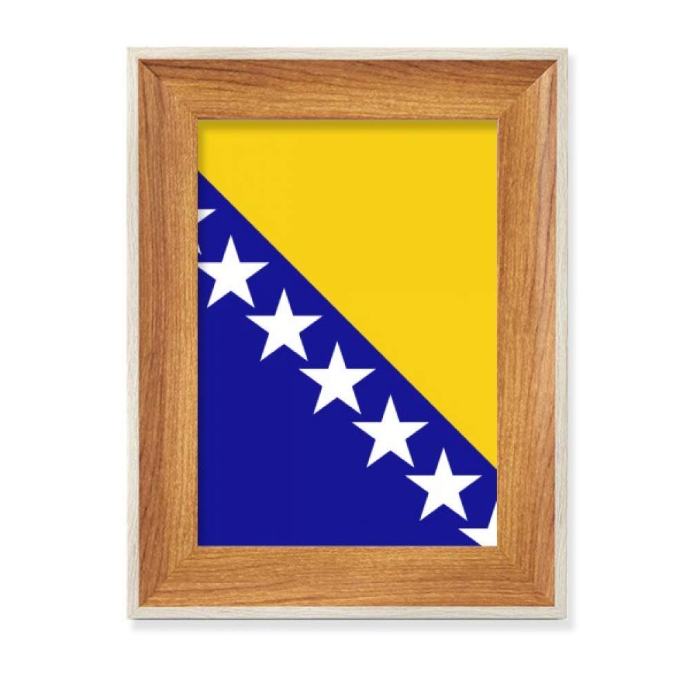 Cadre photo drapeau Bosnie-Herzégovine en bois pour bureau