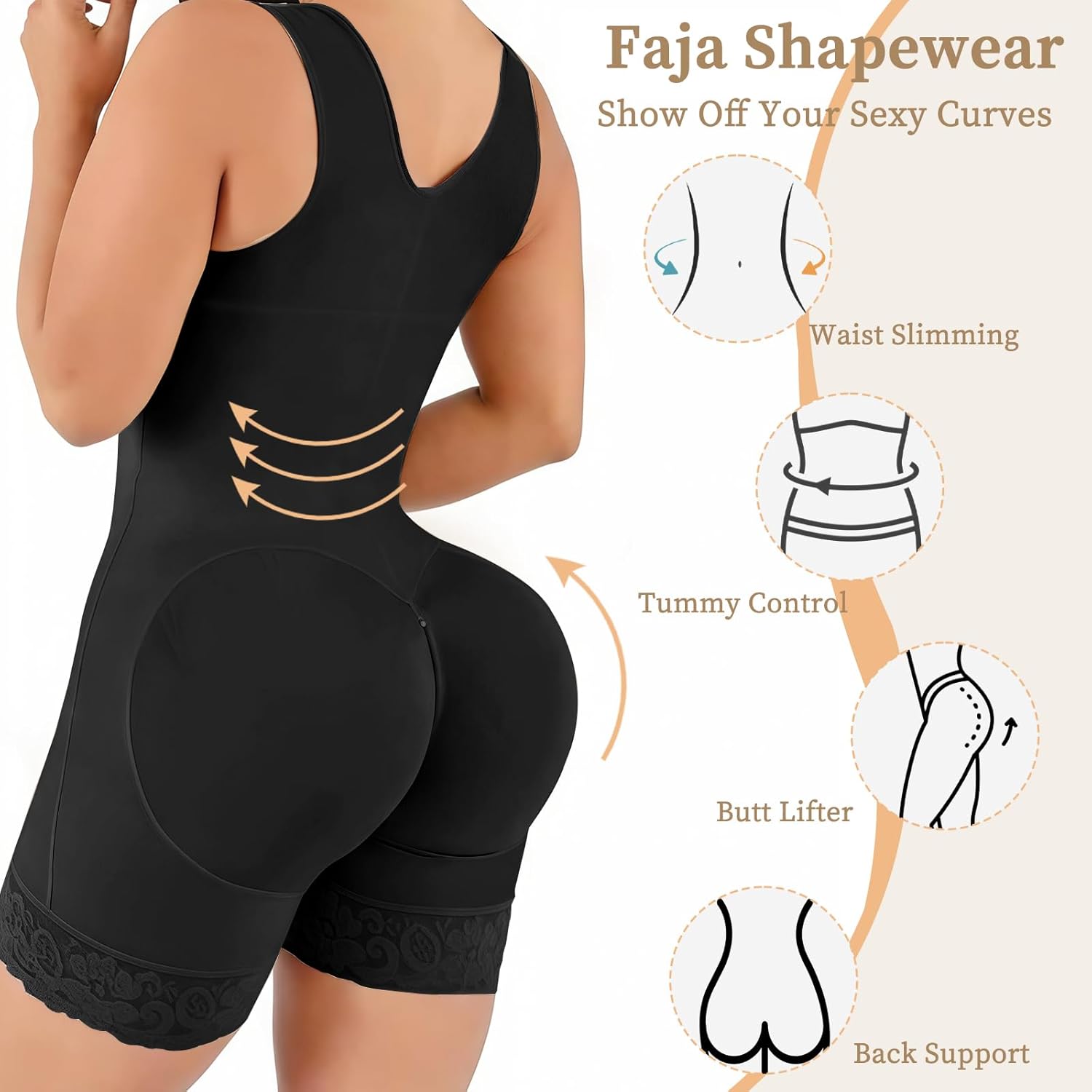 Fajas Colombianas Shapewear Waist Trainer Full Body for Control Post Surgery Shaper Butt Lifter with Zipper Crotch - Image 3