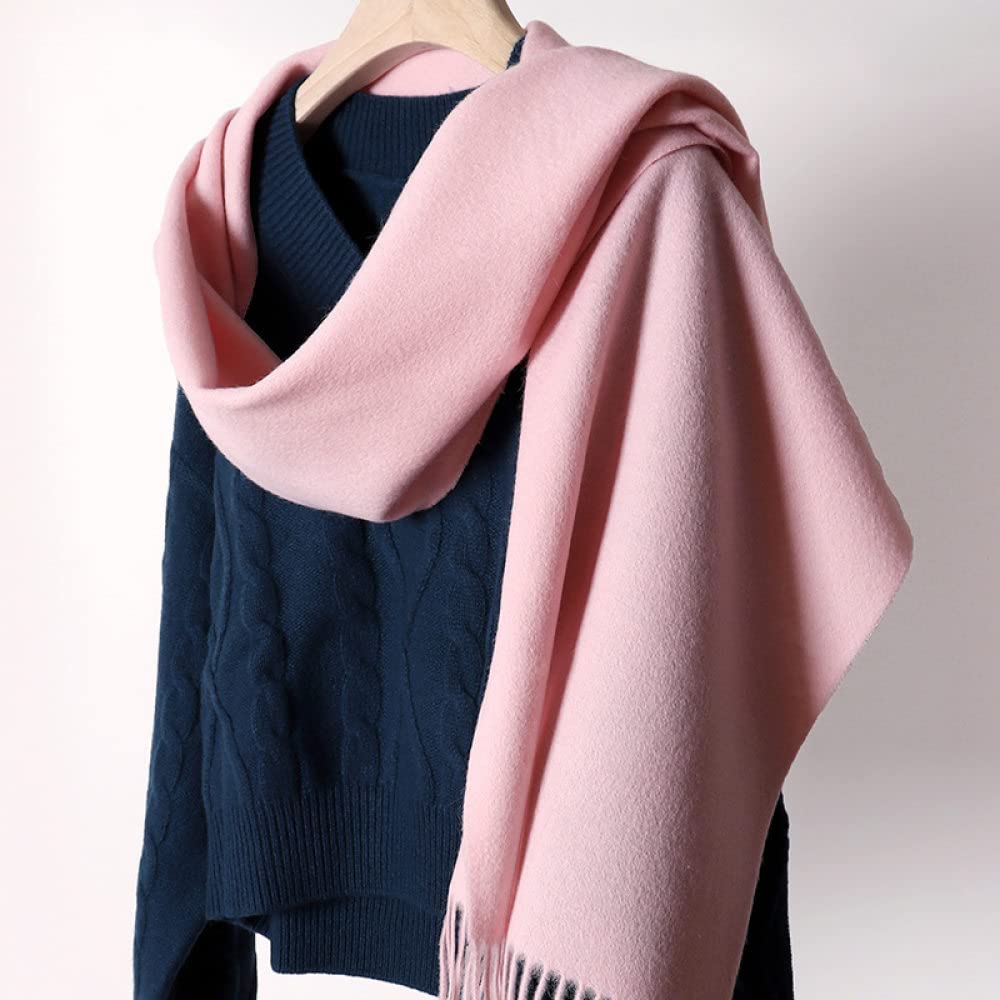 HGJH Schal Damen Winter, Winterschals Hellrosa Weicher Warmer Schal Dicke Decke Einfarbig Quaste Kaschmir Schal Lang Groß Winterschal Trendige Stola Schals Für Frauen Mädchen
