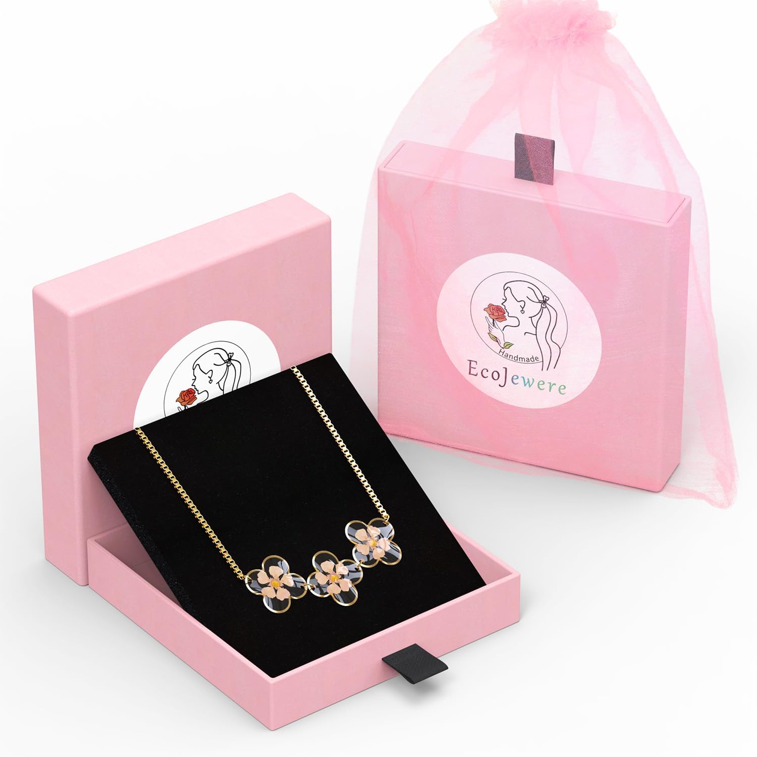 Pressed Flower Bracelet, Pearl Plum Pressed Wildflower Bracelet, Gold Flower, Personalized Jewelry with Real Flowers, Adjustable - Image 2