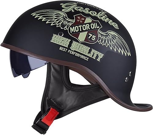 Casco retro para motocicleta, aprobado por DOT, para adultos, hombres y mujeres, estilo alemán vintage, casco de media cara, casco para scooter,