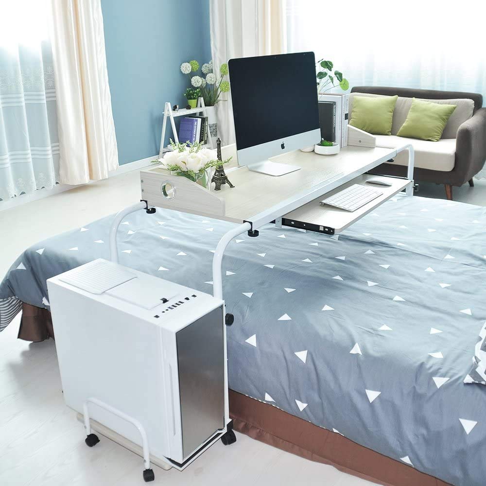 Table de lit pliable ajustable pour ordinateur portable et plateau repas au lit
