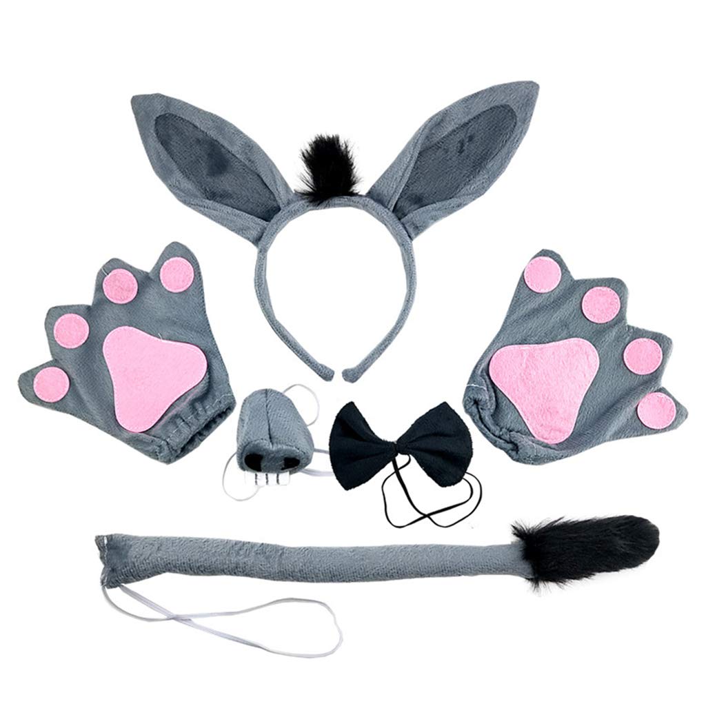 Fentency Dunkey Headband Animal Hair Hoop Faux Dunkey Ears Plush Horse Ears Realistic Halloween Headband Horse Cosplay