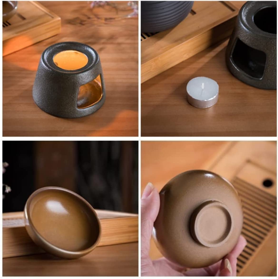 Ätherölbrenner, Aromaöl-Diffusoren, Keramik-Kerzenständer, Vintage-Schwarz