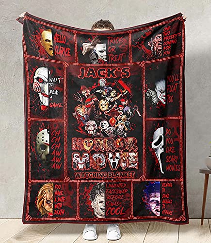 Custom Blanket Horror Movie Blanket, This is My Horror Movie Watching Blanket, Characters Horror Blanket, Personalized Blanket Sherpa Fleece Blanket Halloween Decoration, Horror Blankets Adults Gift