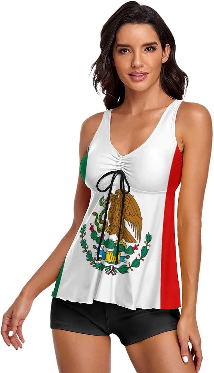 Adugen Origei Bikini Mexican Flag Bathing Suit Women's Swimwear Two-Piece Swimsuit Tummy Control Swimsuits XL