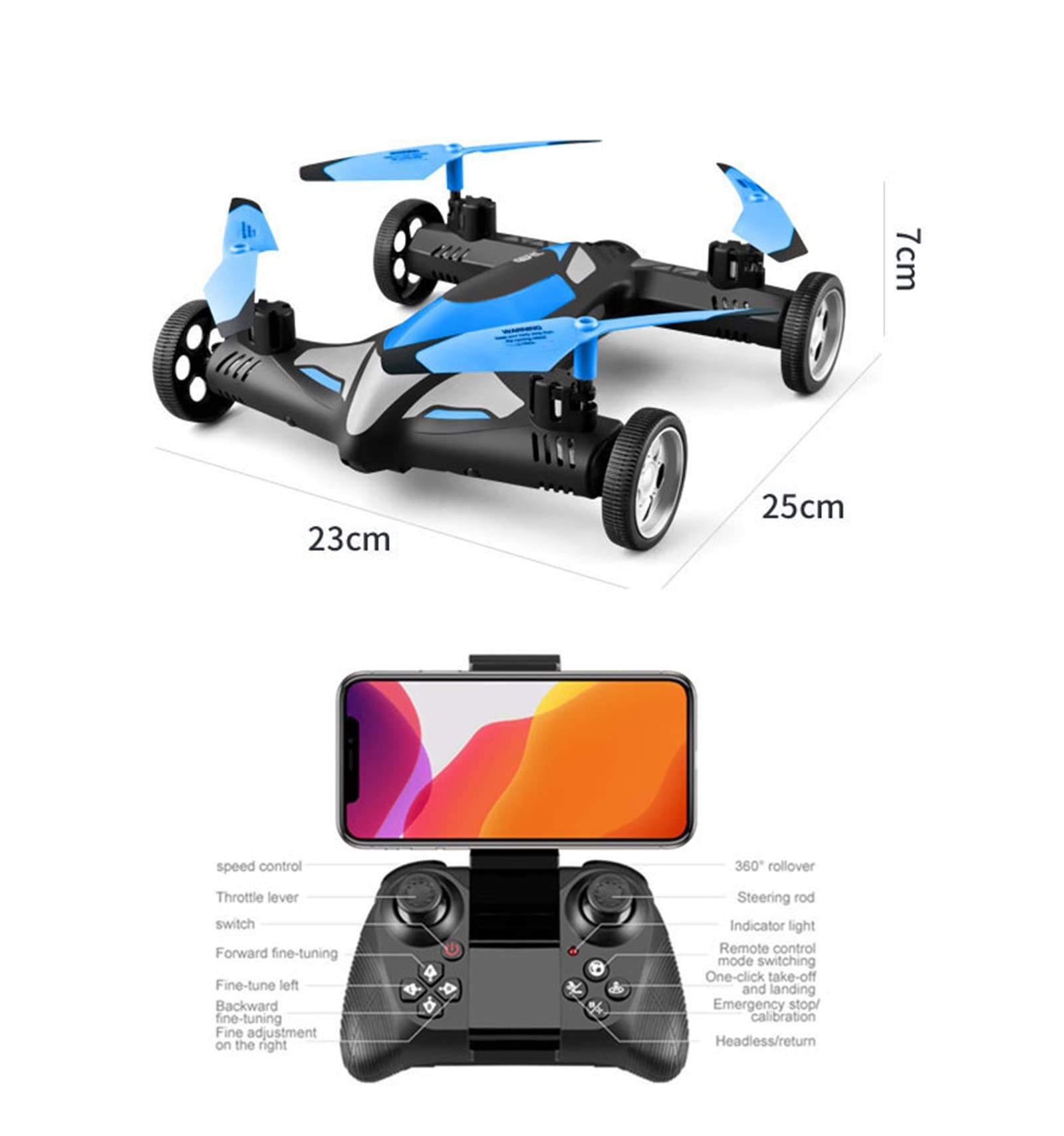 Drone 4K, UAV modalità Terra-Aria, UAV acrobatico per Fotografia Aerea, Trasmissione di Immagini Wi-Fi 4K Tecnologia a Spettro diffuso 2.4G, Luce Notturna a LED