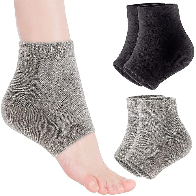 EXIFYLL Heel Pain Relief Silicone Gel Pad Heel Protector Socks with Spa Botanical for Men and Women Cotton Socks