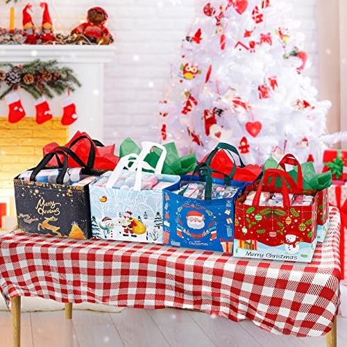 STYPOP Large Christmas Gift Bags with Tissue Paper,8 Pack Reusable Christmas Bags for Presents,Xmas Gift Bags With Handle Christmas Party Bag Bulk