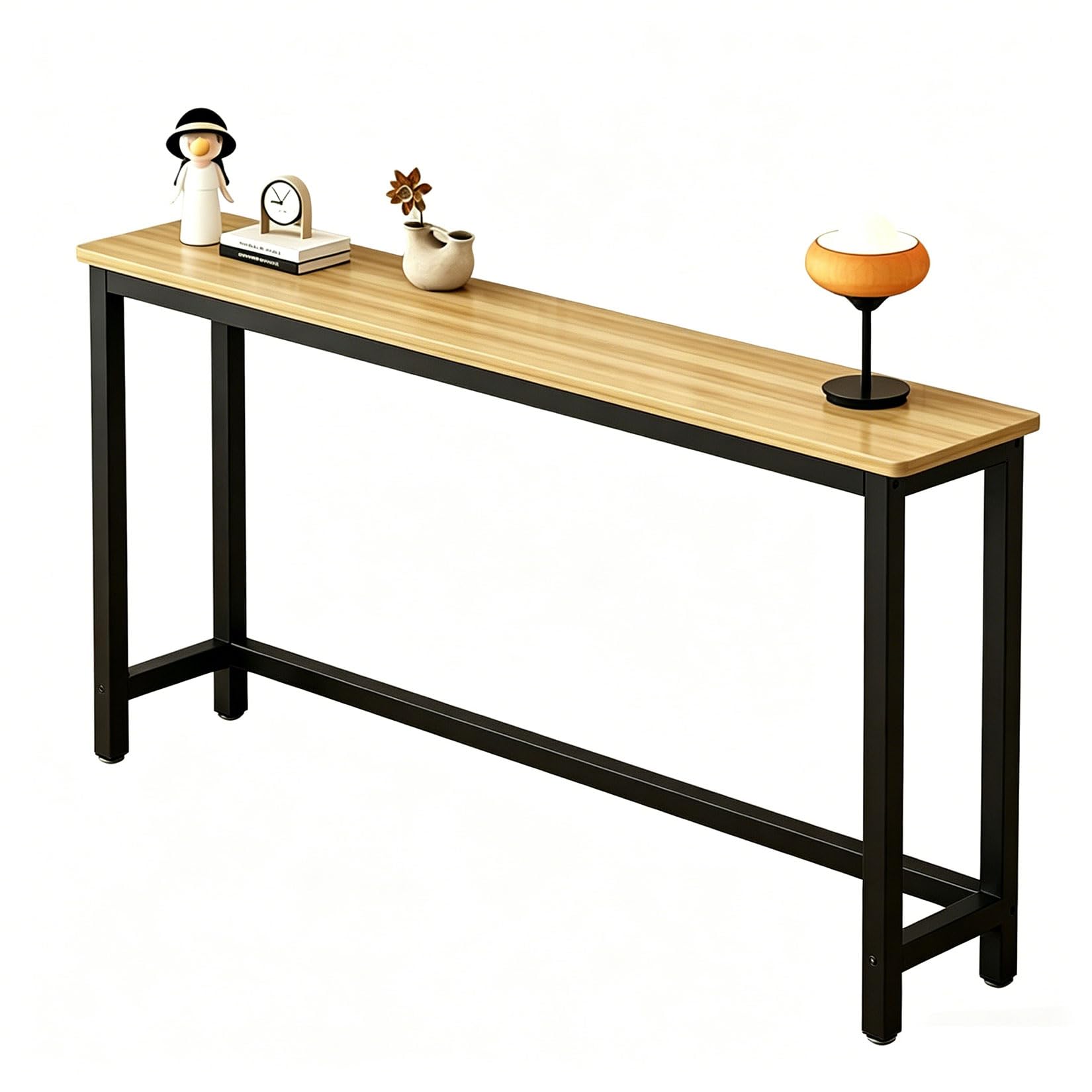 Slim Console Table for Hallway,Narrow Console Table Wood color 15cm Wooden Sofa Meuble for Living Room,Long Behind Couch, Metal Frame, Small Breakfast Dining Tables,for Foyer, Living Room,Hallway