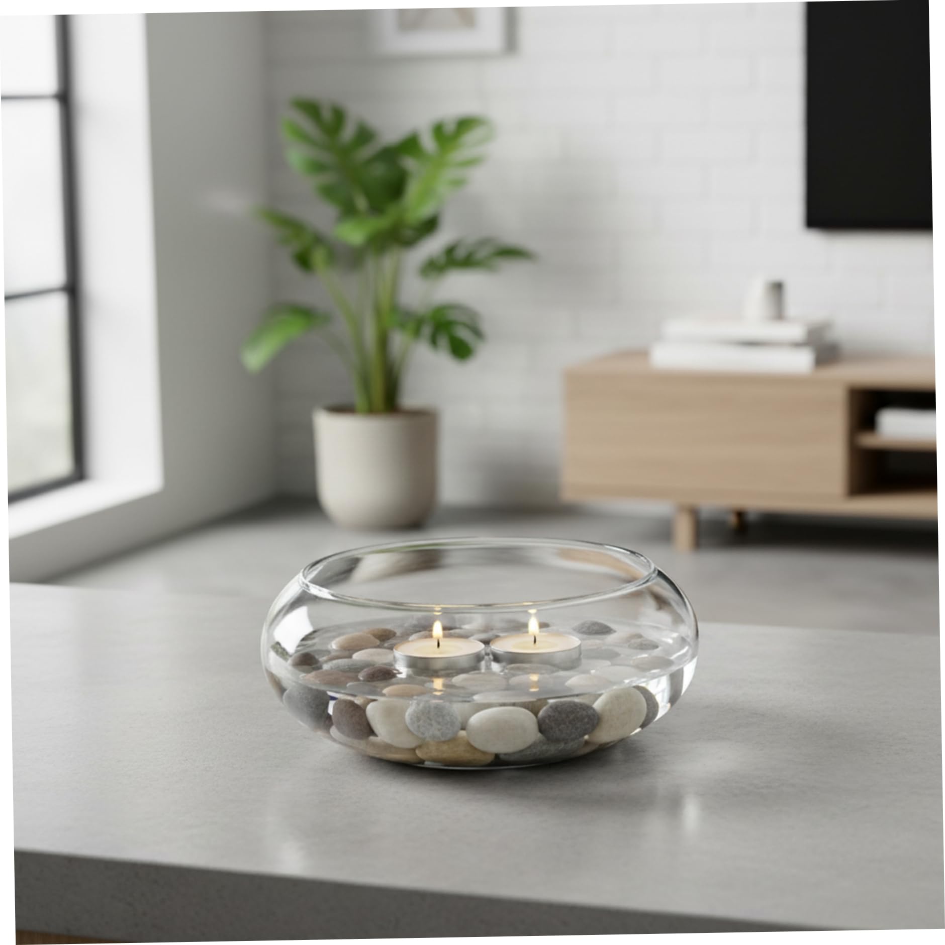 Pot de fleurs Lotus Bowl – Pot de fleurs hydroponique en verre transparent pour plantes et poissons, vase d'écosystème bureau 15 cm/5, 9 pour nénuphars, plantes succulentes et décoration aquatiq