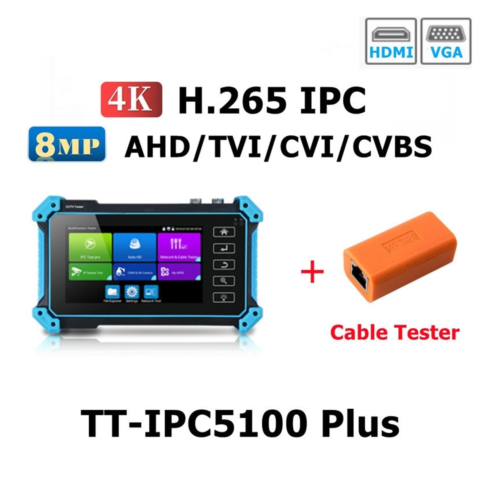 Tester for Telecamera CCTV 4K 8MP AHD CVI TVI CVBS Tester for Telecamera IP Display HD Monitor Video Touch Screen IPS da 5.4 Pollici Strumento Tester IPC(IPC-5100Plus)