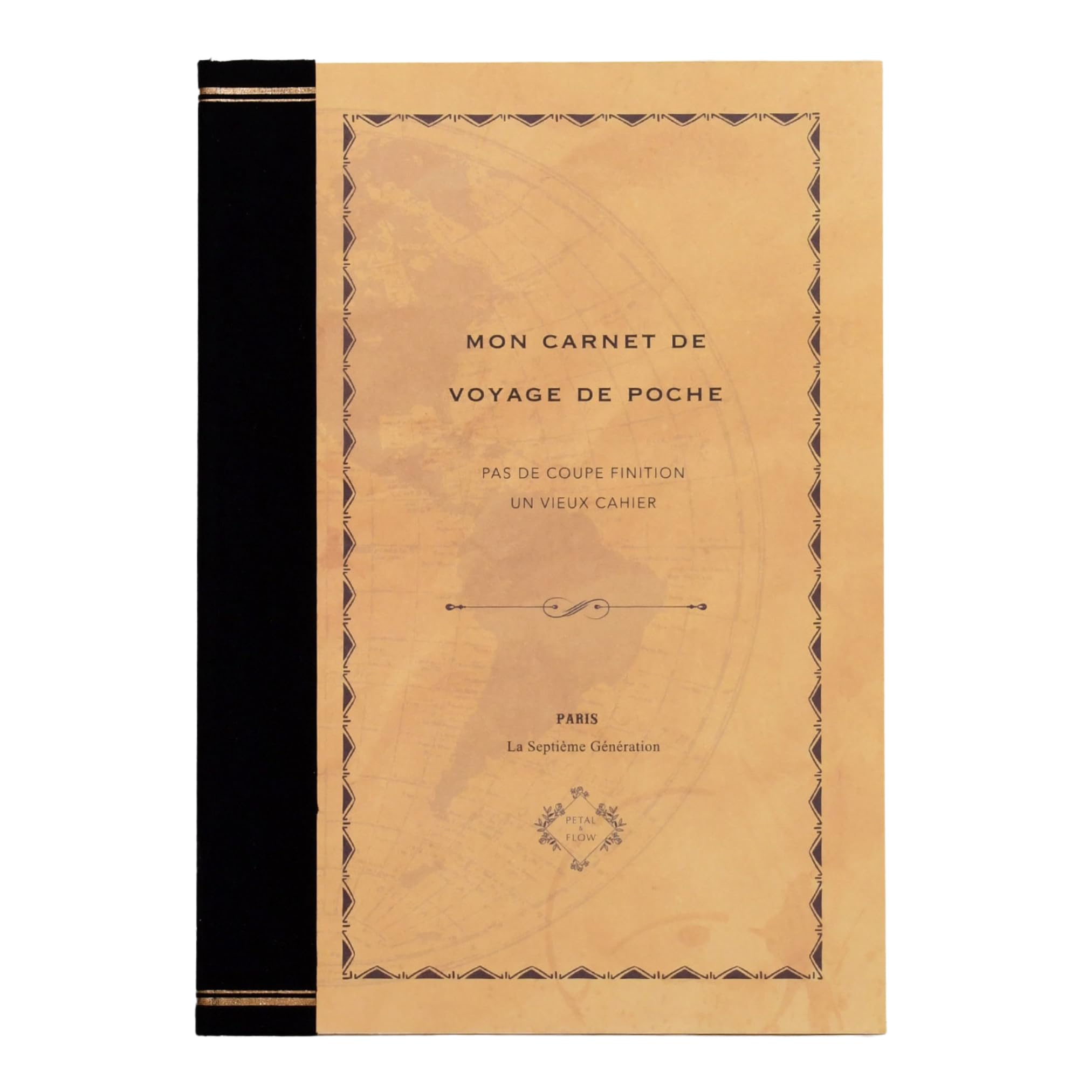 PETAL &amp; FLOW B6 Size Rough NoteBook 5" x 7", 288 pages (144 sheets), Vintage Style (Travel)