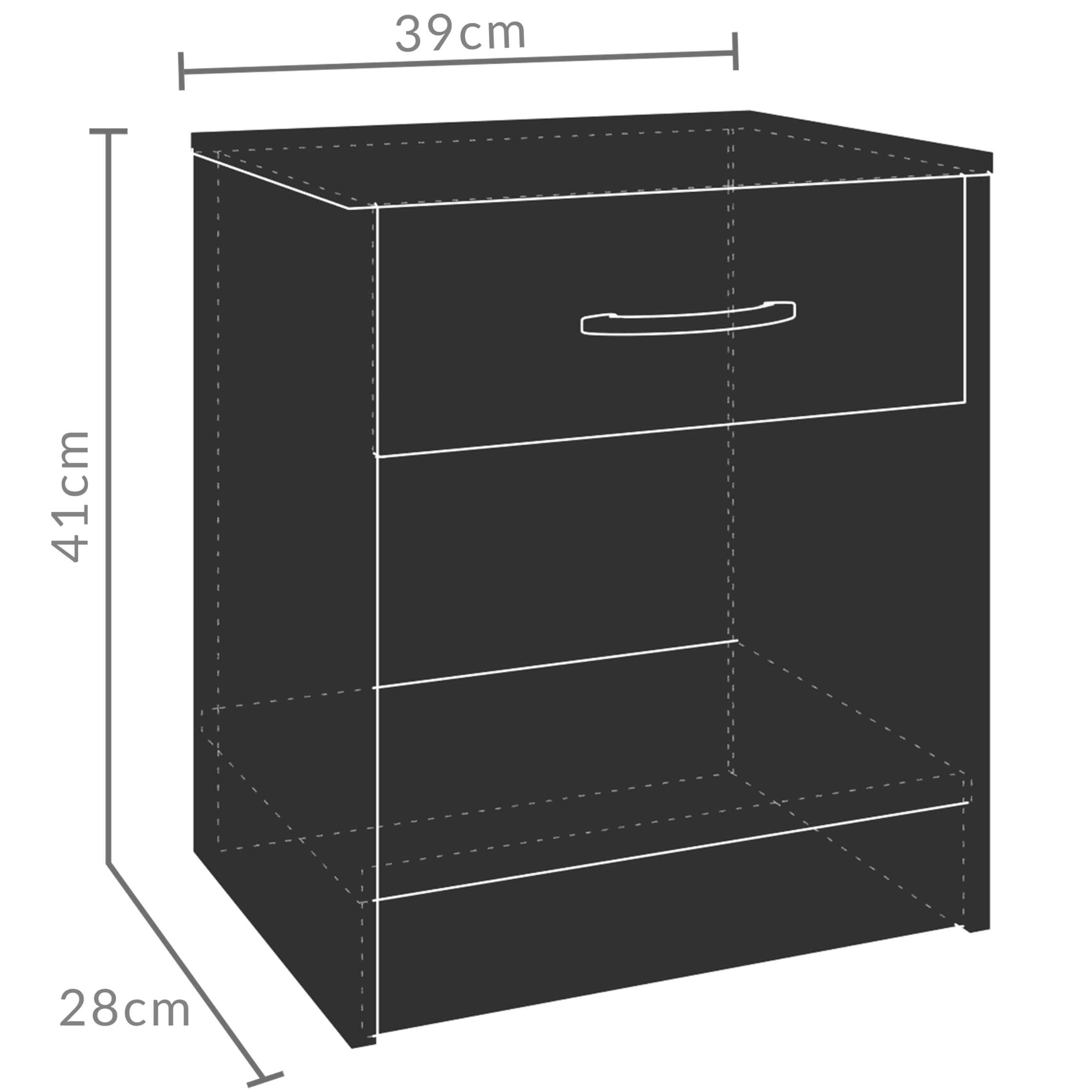 CASARIA® Mesita de Noche Juego de 2 Mesilla Dormitorio Cama Mesa Auxiliar Salón con Cajón Amplio Moderno Resistente Estable 41x39x28cm Mueble Antracita