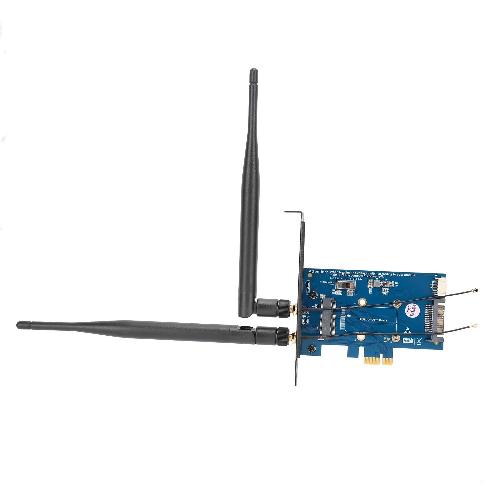 Bewinner Adaptador de Red Mini PCI-E a PCI-E 1X con Soporte para Tarjeta SIM, Convertidor de Tarjeta Combinada Bluetooth WiFi de Doble Banda para PC de Escritorio, Compatible con 2G/3G/4G LTE/WLAN/GPS