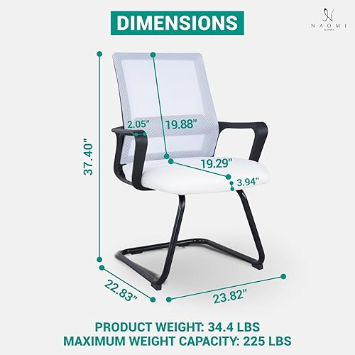 Miniatura 51 de Naomi Home Sillas apilables de piel sintética para invitados de oficina, sillas de recepción con reposabrazos para vestíbulo, clínica, sala