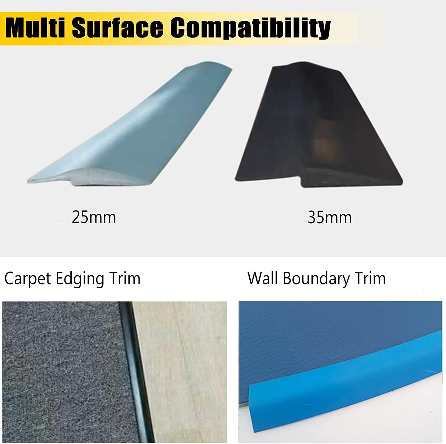 Tira divisora plana para suelos de alfombra a baldosa, tiras de cubierta de umbral de 6 mm, borde flexible, borde de suelo, solución de tratamiento de suelos